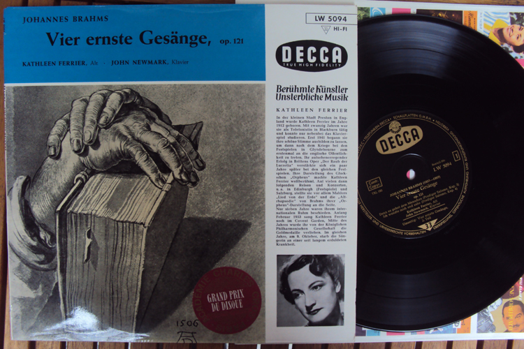 BRAHMS 4 ernste Gesaenge op 121 FERRIER Newmark Decca